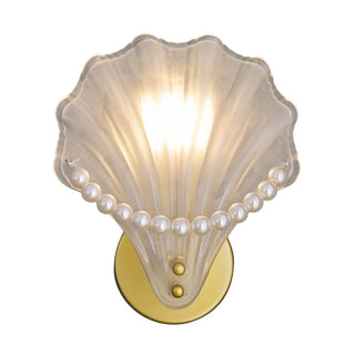 Seashell Pearl Accents and Gold Metal Wall Sconce Zawala Image - 5