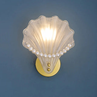 Seashell Pearl Accents and Gold Metal Wall Sconce Zawala Image - 7
