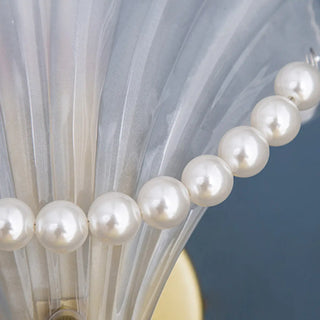 Seashell Pearl Accents and Gold Metal Wall Sconce Zawala Image - 9