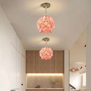 Elegant Dining Room Flower Globe White Glass Pendant Light Zawala Image - 2