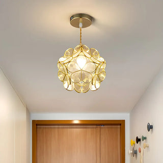 Elegant Dining Room Flower Globe White Glass Pendant Light Zawala Image - 3