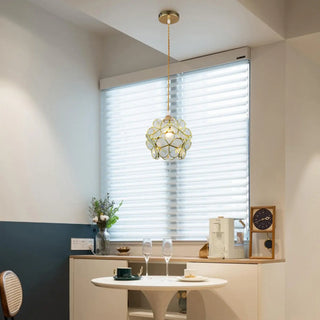 Elegant Dining Room Flower Globe White Glass Pendant Light Zawala Image - 5