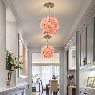 Elegant Dining Room Flower Globe White Glass Pendant Light Zawala Image - 6