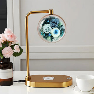 Modern Golden Glass Round Flower Accent Table Lamp Zawala Image - 10