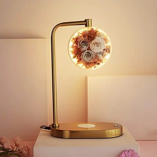 Modern Golden Glass Round Flower Accent Table Lamp Zawala Image - 11