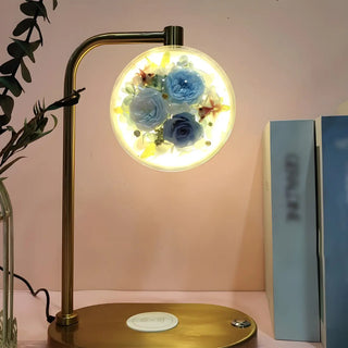 Modern Golden Glass Round Flower Accent Table Lamp Zawala Image - 12