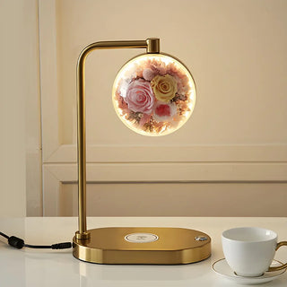 Modern Golden Glass Round Flower Accent Table Lamp Zawala Image - 13