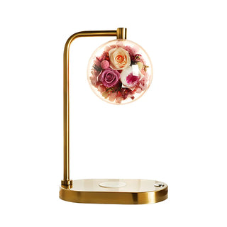 Modern Golden Glass Round Flower Accent Table Lamp Zawala Image - 17