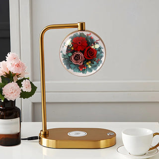 Modern Golden Glass Round Flower Accent Table Lamp Zawala Image - 4