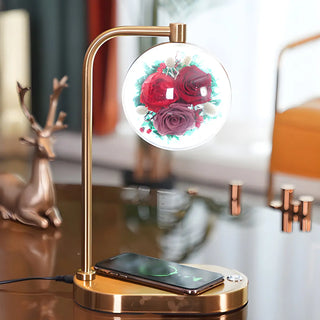 Modern Golden Glass Round Flower Accent Table Lamp Zawala Image - 5