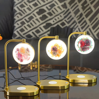 Modern Golden Glass Round Flower Accent Table Lamp Zawala Image - 6