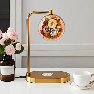 Modern Golden Glass Round Flower Accent Table Lamp Zawala Image - 8