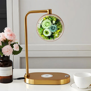 Modern Golden Glass Round Flower Accent Table Lamp Zawala Image - 9