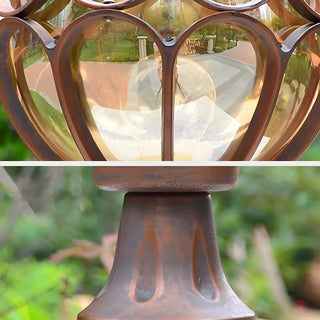 Brass Finish Elegant Globe Metal Outdoor Column Light Zawala Image - 10