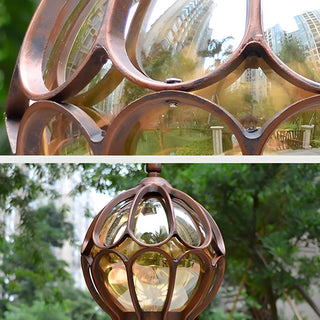 Brass Finish Elegant Globe Metal Outdoor Column Light Zawala Image - 11