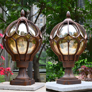 Brass Finish Elegant Globe Metal Outdoor Column Light Zawala Image - 13