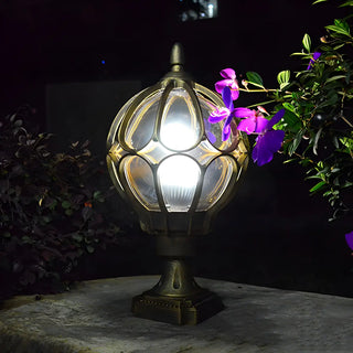 Brass Finish Elegant Globe Metal Outdoor Column Light Zawala Image - 14