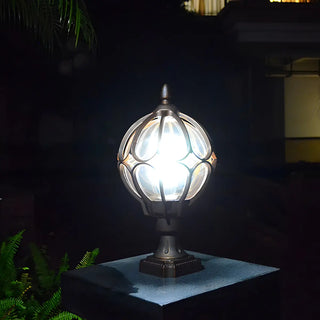 Brass Finish Elegant Globe Metal Outdoor Column Light Zawala Image - 15