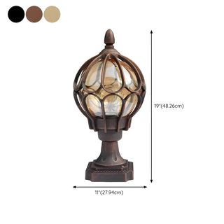 Brass Finish Elegant Globe Metal Outdoor Column Light Zawala #size