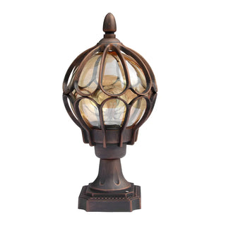 Brass Finish Elegant Globe Metal Outdoor Column Light Zawala Image - 7