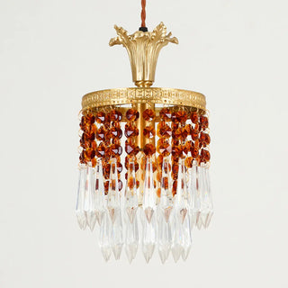 ZOWALA - Vintage Red Cylinder Crystal Dining Room Pendant Light Image - 10