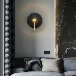 Elegant White Round Marble Mini Ambient Wall Sconce Zawala Image - 13