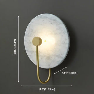 Elegant White Round Marble Mini Ambient Wall Sconce Zawala #size