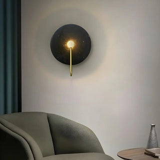 Elegant White Round Marble Mini Ambient Wall Sconce Zawala Image - 2