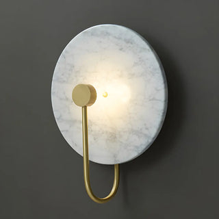 Elegant White Round Marble Mini Ambient Wall Sconce Zawala Image - 5