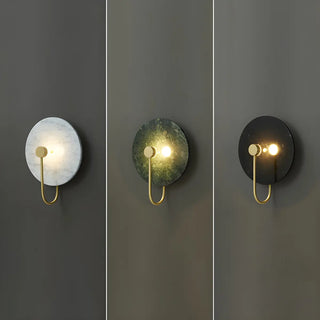 Elegant White Round Marble Mini Ambient Wall Sconce Zawala Image - 6