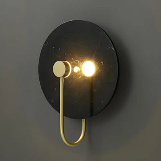 Elegant White Round Marble Mini Ambient Wall Sconce Zawala Image - 8