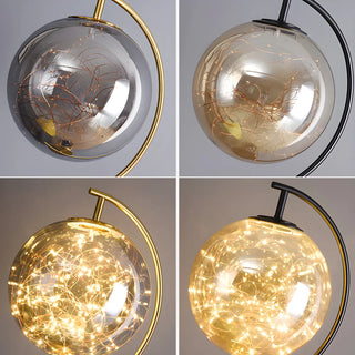 ZOWALA - Elegant Gold Tripod Glass Floor Lamp with Table Image - 13