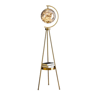 ZOWALA - Elegant Gold Tripod Glass Floor Lamp with Table Image - 16