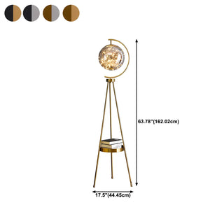 ZOWALA - Elegant Gold Tripod Glass Floor Lamp with Table #size