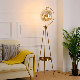 ZOWALA - Elegant Gold Tripod Glass Floor Lamp with Table Image - 3