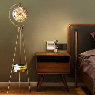 ZOWALA - Elegant Gold Tripod Glass Floor Lamp with Table Image - 6