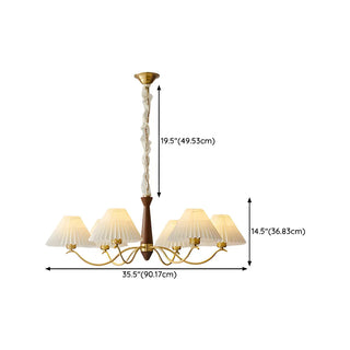 ZOWALA - White Geometric Fabric Modern Living Room Pendant Chandelier Image - 12