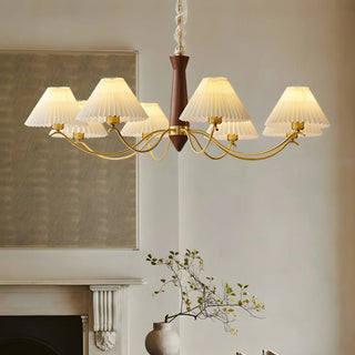 ZOWALA - White Geometric Fabric Modern Living Room Pendant Chandelier Image - 2