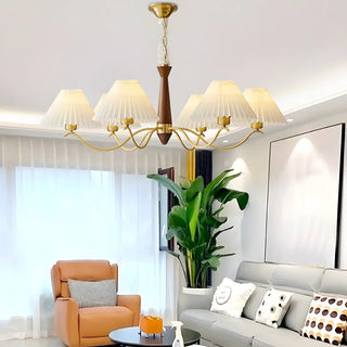 ZOWALA - White Geometric Fabric Modern Living Room Pendant Chandelier Image - 3