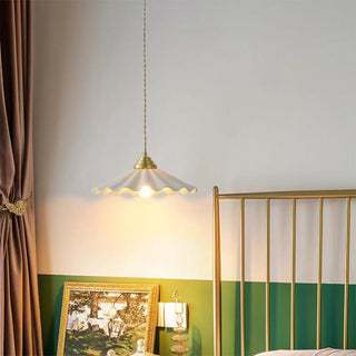 ZOWALA - Elegant Bedroom White Ceramics Wavy Cone Pendant Light Image - 1