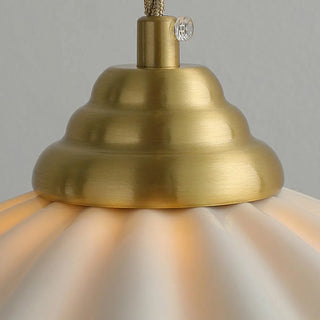 ZOWALA - Elegant Bedroom White Ceramics Wavy Cone Pendant Light Image - 10
