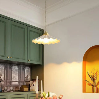 ZOWALA - Elegant Bedroom White Ceramics Wavy Cone Pendant Light Image - 3