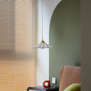 ZOWALA - Elegant Bedroom White Ceramics Wavy Cone Pendant Light Image - 4