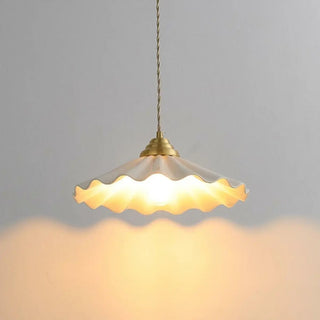 ZOWALA - Elegant Bedroom White Ceramics Wavy Cone Pendant Light Image - 6
