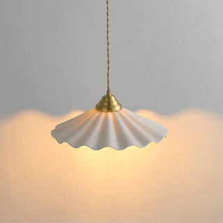 ZOWALA - Elegant Bedroom White Ceramics Wavy Cone Pendant Light Image - 7