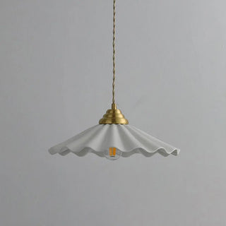 ZOWALA - Elegant Bedroom White Ceramics Wavy Cone Pendant Light Image - 8