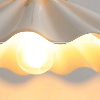 ZOWALA - Elegant Bedroom White Ceramics Wavy Cone Pendant Light Image - 9