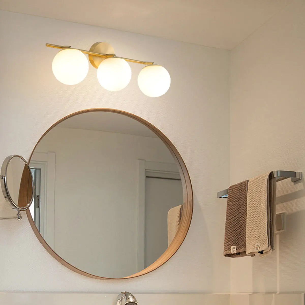 3 Light Glass Globe Vanity Light