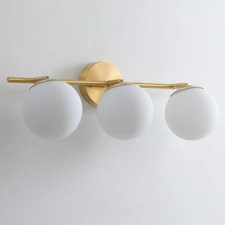 Gold and Frosted Glass Double Globe Vanity Light Zawala Image - 4