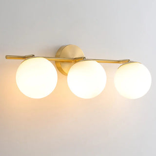 Gold and Frosted Glass Double Globe Vanity Light Zawala Image - 5